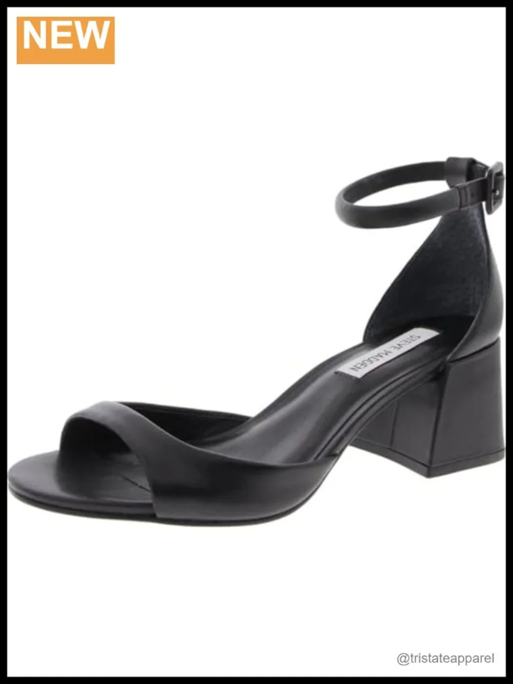 Women's Block Heel Platform Sandal, Ankle Strap, Silver Buckle, Leather